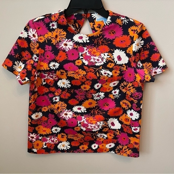 Draper James Tops - Draper James Darlin’ Daisy Nashville Top Blouse Back Cut Out Multi Floral Sz 6